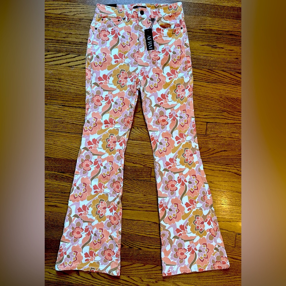 NWT AFRM (Revolve) Floral Jeans- Flared leg